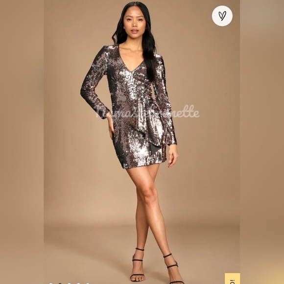 Nwt Lulu's XS Rose Gold Multi Reversible Sequin Mini Dress - Picture 4 of 17